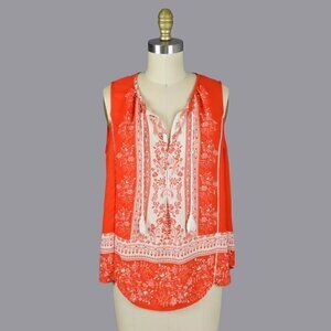 COLLECTIVE CONCEPTS WILSON FLORAL TASSEL BOHO TOP